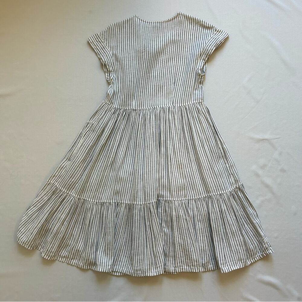 Vineyard Vines Jet Stripe 100% Linen Tiered Dress White Striped XS - Picture 3 of 14